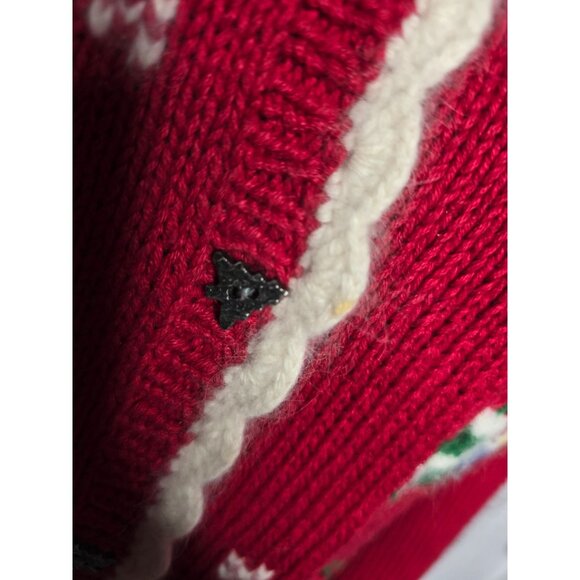 Vintage Belle Pointe Red Knit Christmas Cardigan Sweater - Picture 15 of 16